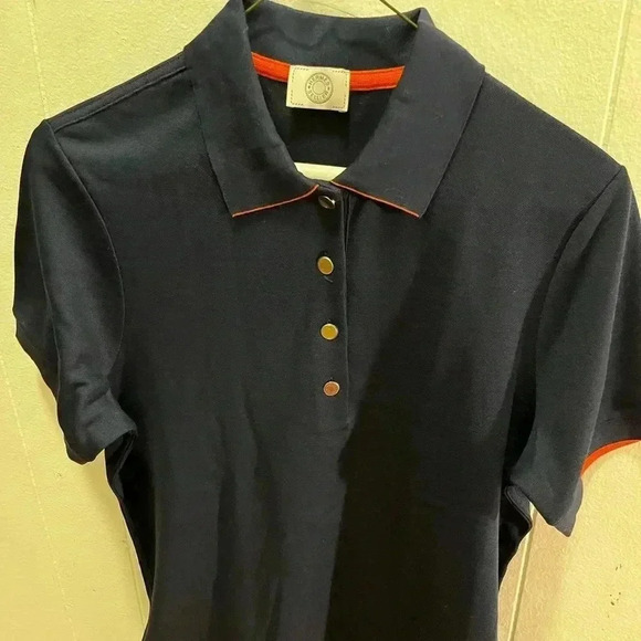 NWT Hermes Sellier Women’s Polo Short Sleeve Shirt Top Navy Blue L - Picture 8 of 15